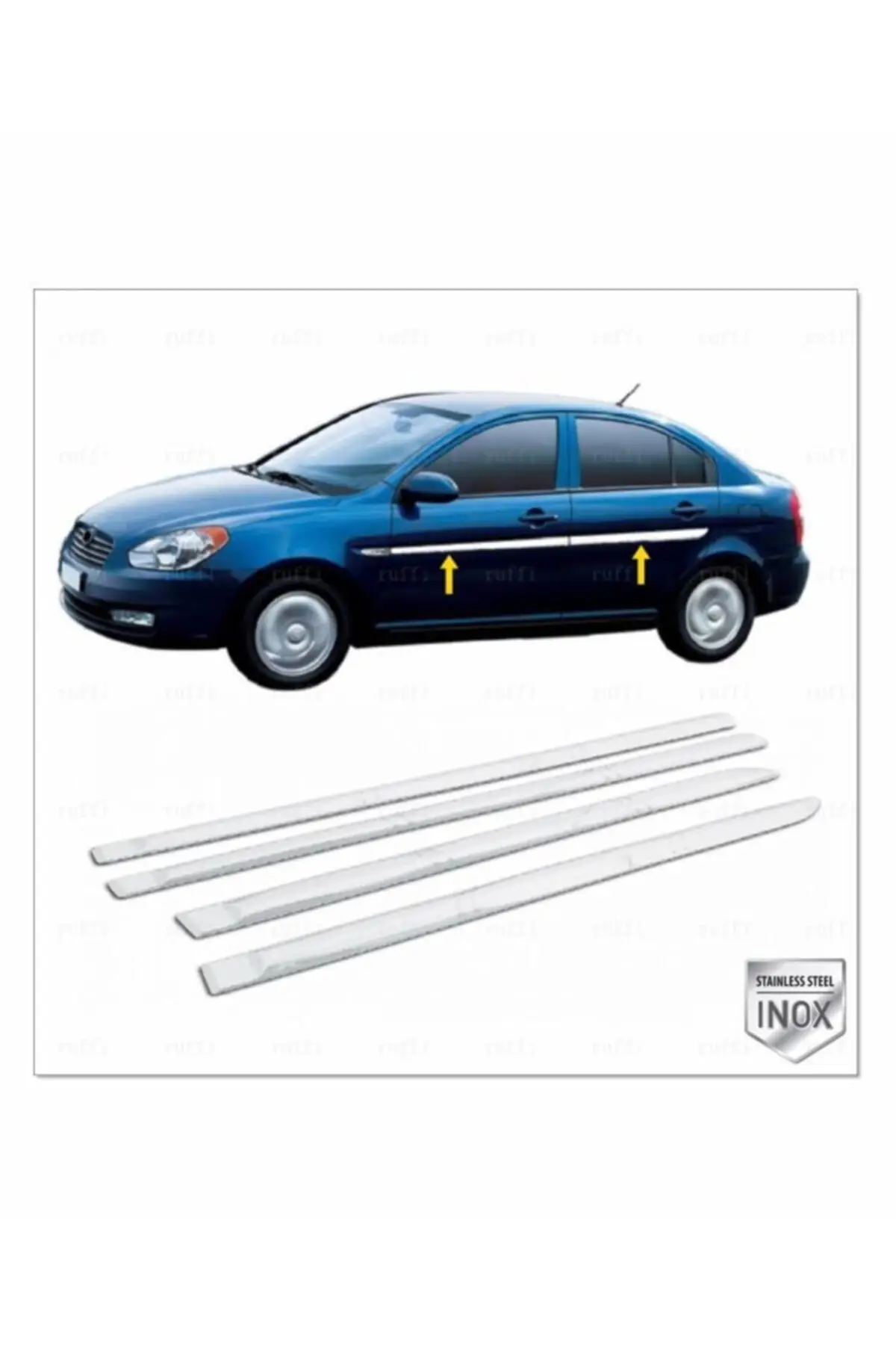 

Hyundai Accent Era Chrome Side Door Trim 4 Doors S. Steel Over 2006