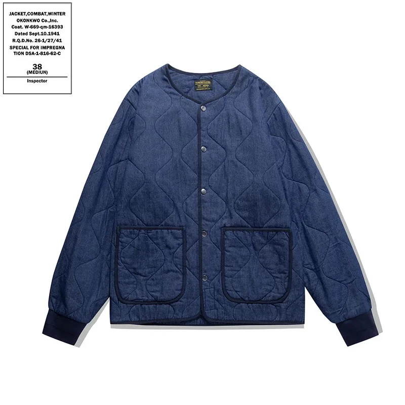 OKONKWO Мужские стеганые джинсовые куртки с несколькими карманами ами цвета хаки