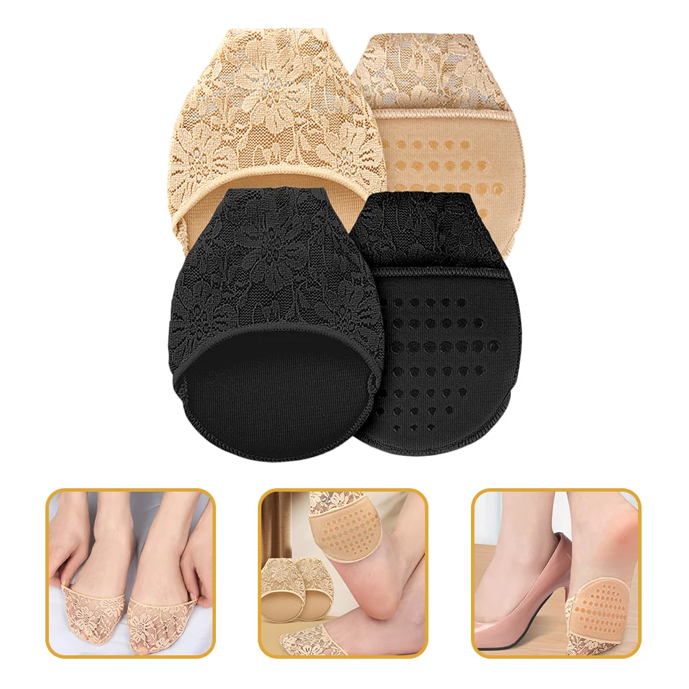

2 Pairs Lace Forefoot Pad Half Socks Women Pads Comfortable Liner Dress Shoes Heels Invisible Breathable