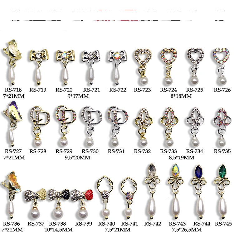 

Pearl Jewelry Pendant Alloy 3D Charm Nail Art Decorations Shiny Crystal Heart Bow Ornament Fashion Designs Manicure Accessories