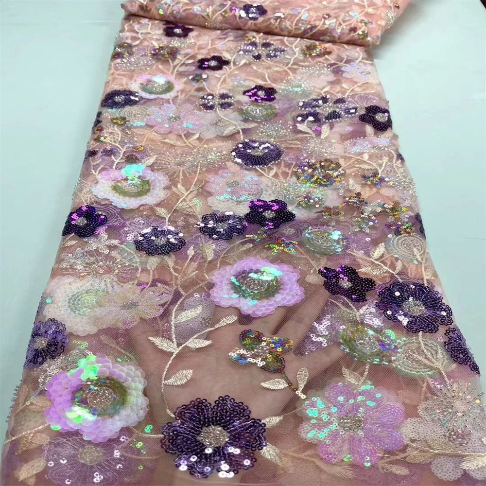 

Новейшие Французские тюлевые кружевные ткани 5 ярдов 2023 высококачественные нигерийские Свадебные платья кружевные блестки вышивка кружева материал JY290