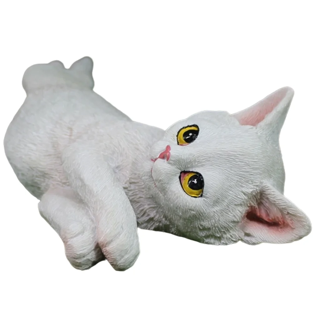 

Cat Figurines Sculpture Figurine Kitten Garden Animal Resin Lying Figure Toys Cute Kittensstatue Statues Miniature Decoration