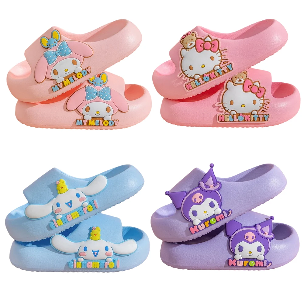 

Sanrios Kuromi My Melody Cinnamoroll Hellokittys детские тапочки летние для дома ванная комната мягкая подошва противоскользящая пляжная обувь подарки