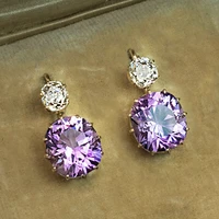 charming purple drop earrings for women temperament jewelry brilliant cubic glass filledia earrings party fashion accessories