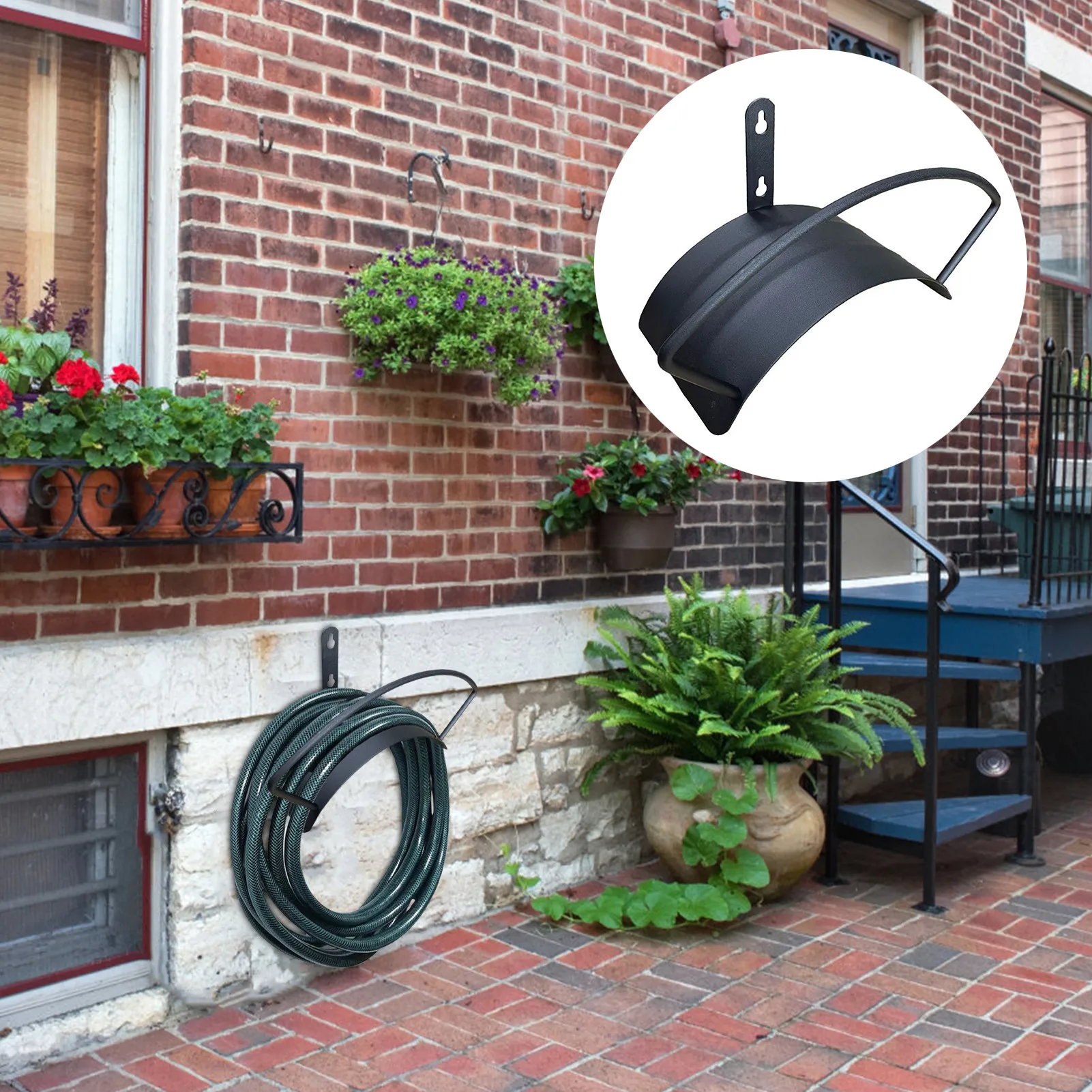 

Wall-Mounted Heavy Duty Hose Bracket Durable Hose Bracket Sturdy Metal Hose Butler Durable Water Hose Rack Hose Storage Hanger