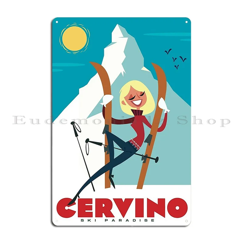 Лыжный плакат Cervino металлический знак паб кинотеатр вечеринка клуб жестяная