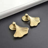 gold ginkgo leaf shaped drawer knobs furniture cabint pulls luxury wardrobe dresser knobs and pulls kitchen furniture handle