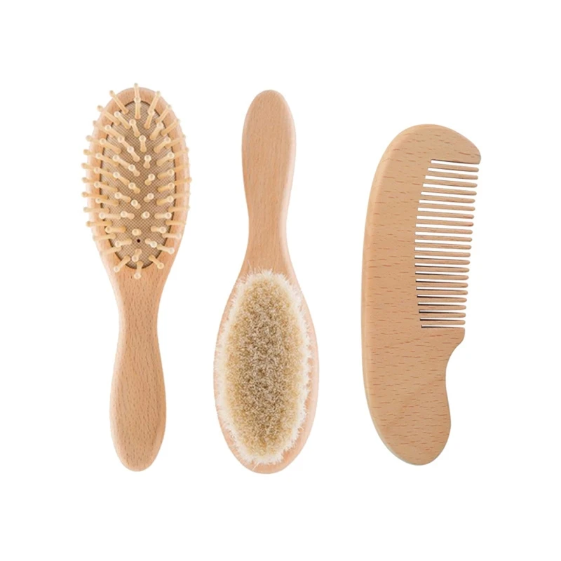

Baby Hair Comb 3pcs/set Beech Wool Hair Brush for Head Comb for Head Massager