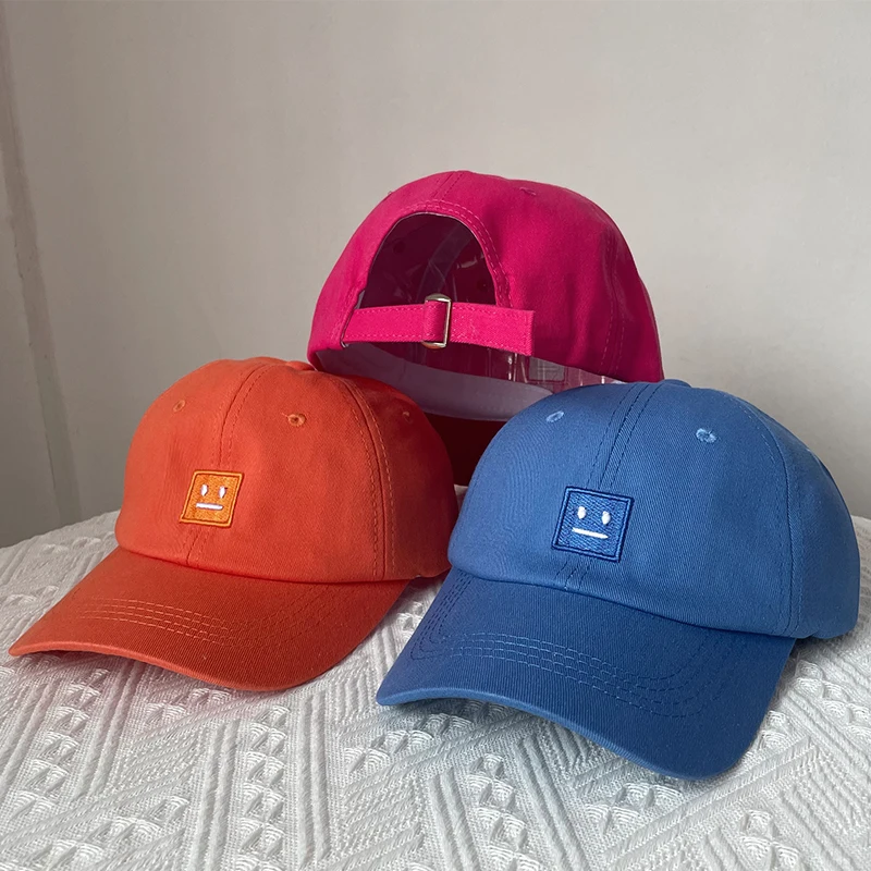 

AC Studio Hat Men's Street Hip-hop Cap Korean Fashion Hat Unisex Solid Color Smiley Baseball Cap Breathable Cotton Snapback Sun