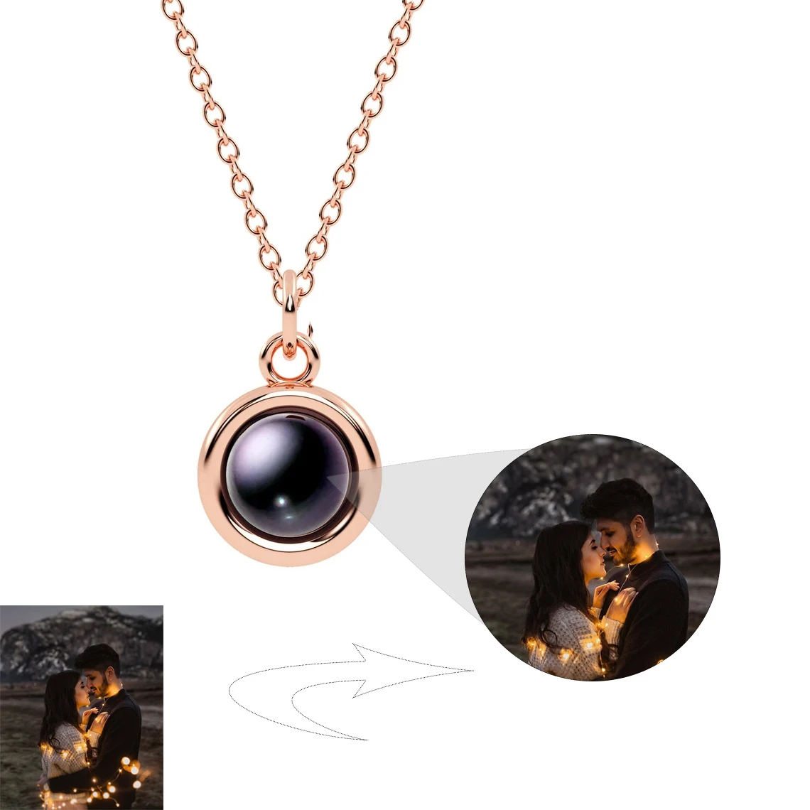 Projection Necklace Custom Photo Projection Pendant Personalized Circle Photos Necklaces Memorial Picture Jewelry Gift For Women