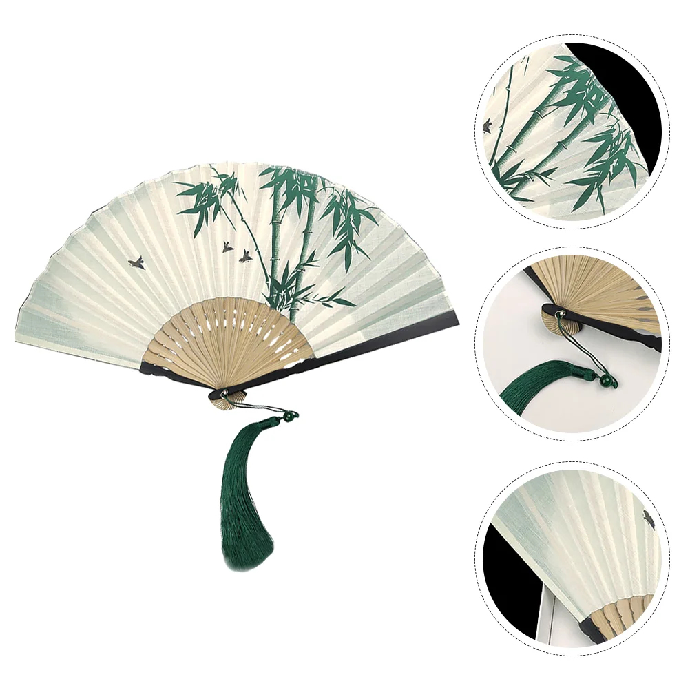 

Chinese Folding Fan Elegant Hand Fan Photo Prop Dancing Fan with Tassel for Decor