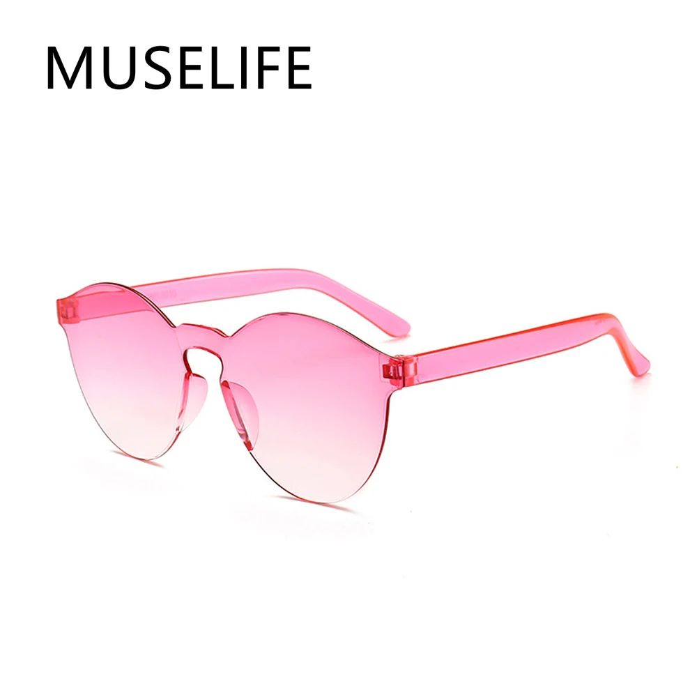 

MUSELIFE One-piece Frameless Sunglasses Women Wholesale Fashion Color Sun Glasses Candy-colored Glasses