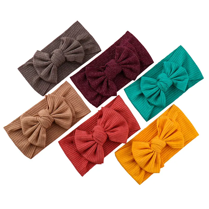 

Solid Colors Soft Wide Baby Stripe Headbands with Cute Hair Bow Headwraps Turban for Girls Infants Newborn Hair Accessories
