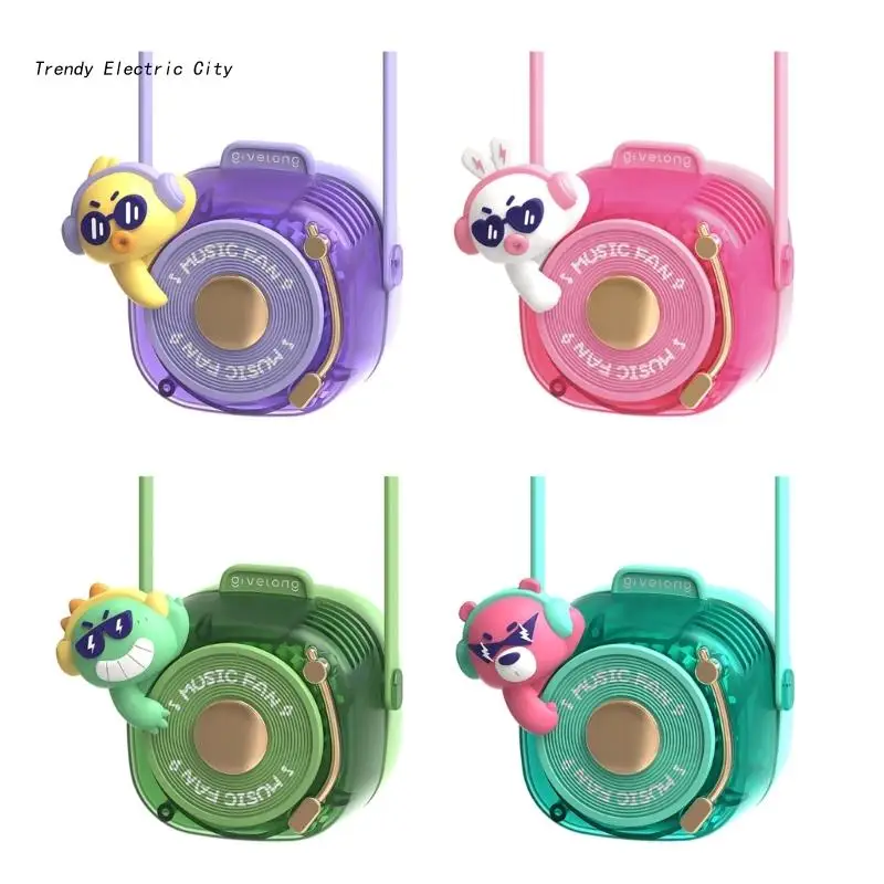 

R9CD Мультяшные вентиляторы для спорта, бега, путешествий, носимое Шейное ожерелье, подвесные вентиляторы для детей