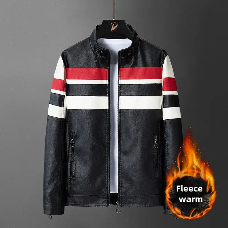 Новинка 2024 мужская кожаная куртка в корейском стиле облегающая модная зимняя