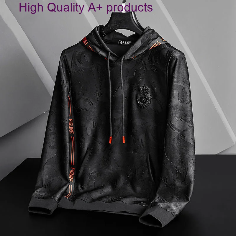 

European high-end fashion brand jacquard embroidered sweater men's autumn and winter new casual loose hooded Pullover wear
