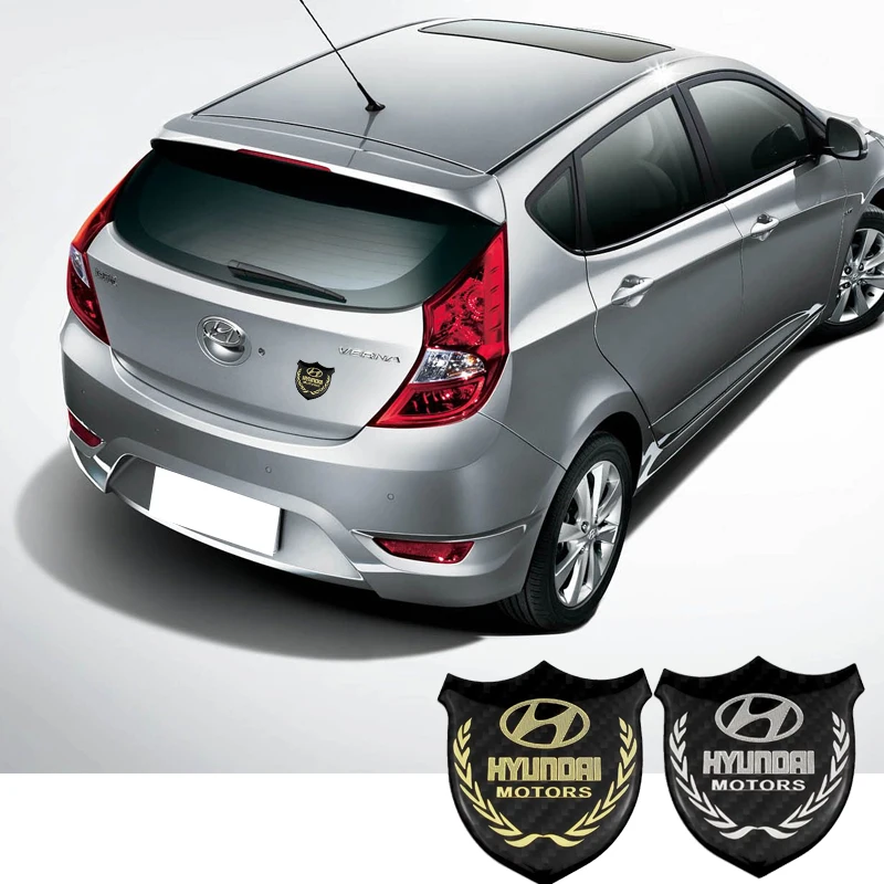 Фото Наклейка с логотипом из углеродного волокна для Hyundai Sonata IX35 i30 i10 Azera Elantra Accent Santa, декоративная наклейка на окно автомобиля, эмблема на задний багажник №1
