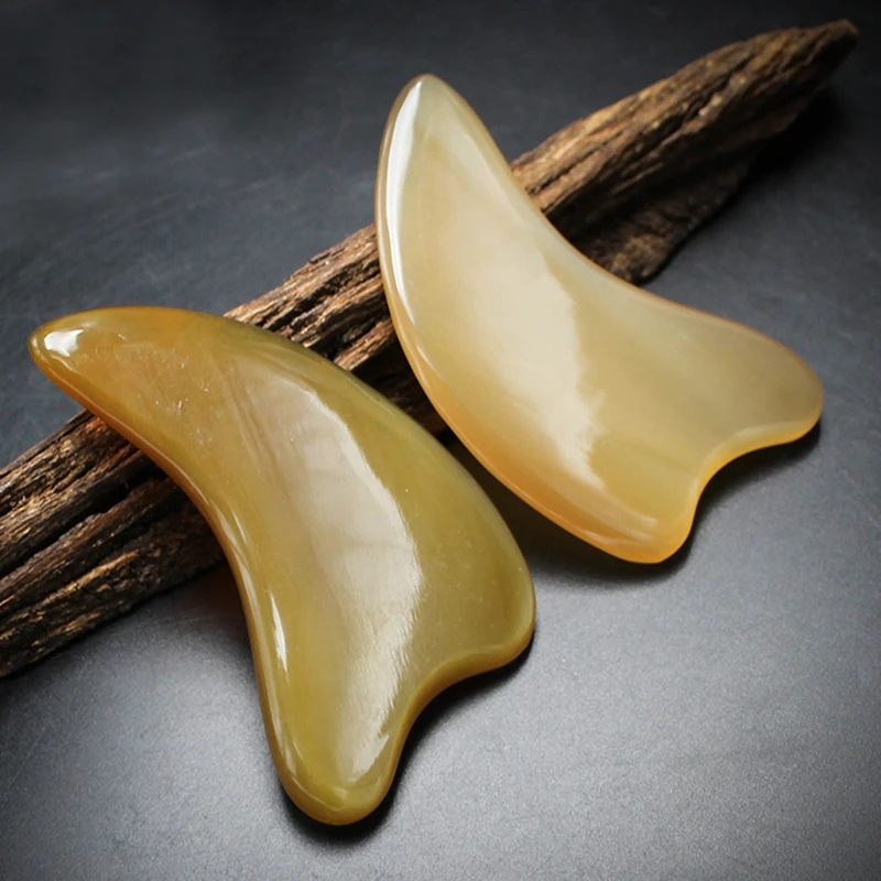 

Thick Ox Horn Guasha Board Acupuncture Therapy Gouache Scraper for Facial Body Spa Face Massager Chinese Medical Massage Tools