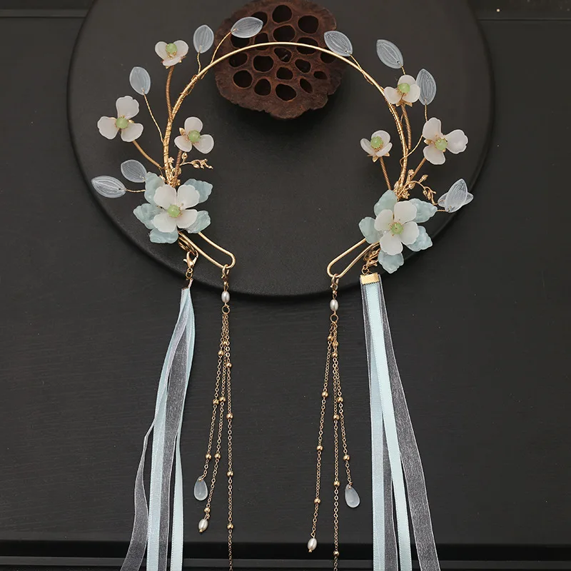 

2022 New Hairband Chinese Hanfu Tiara Hair Hoop For Women Flower Pear Crytsal Headband Girls Exquisite Wedding Gift Hair Jewelry