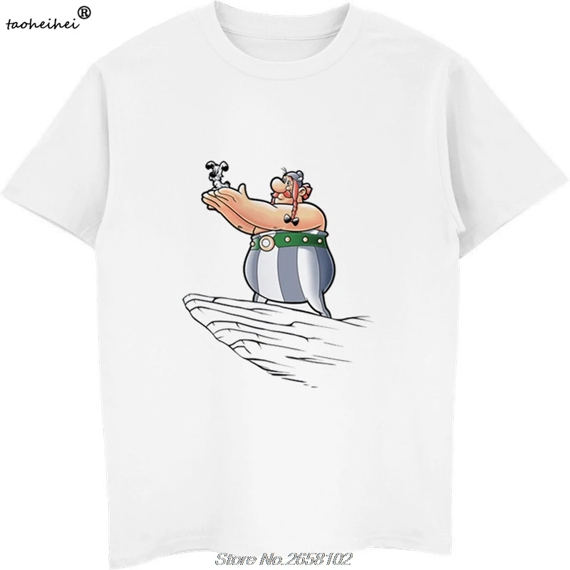 Футболка мужская с принтом asterix и obelix модный топ круглым вырезом коротким рукавом