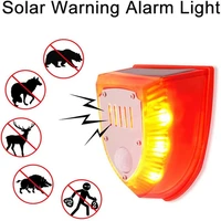 solar security alarm lights 129db gunshot sounds dog barking sound light strobe warning lamp for outdoor farm barn courtyard