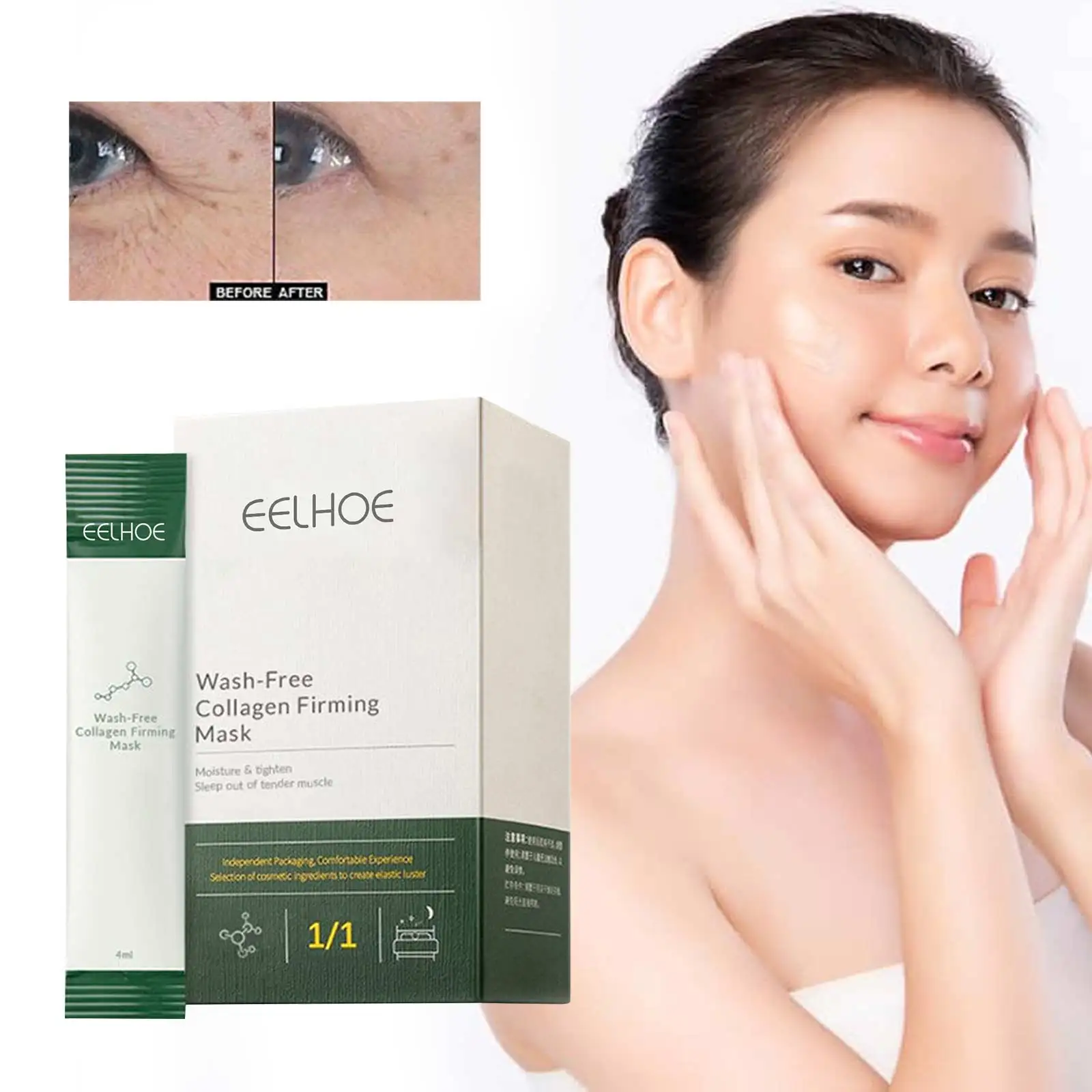 

Collagen Firming Sleeping Mask Moisturizing Hydrating Protein Face Care Fade Fine Lines Anti-Aging Good Night Facial Mask 20PCS