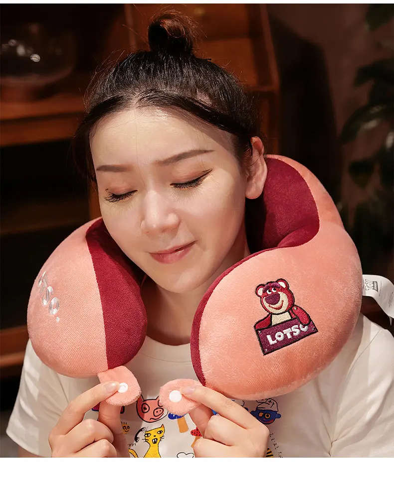 

Подушка в форме буквы U Disney Lotso, милая дорожная подушка с мультяшным принтом, для шейного отдела позвоночника, Офисная подушка для обеда, поддержка шеи