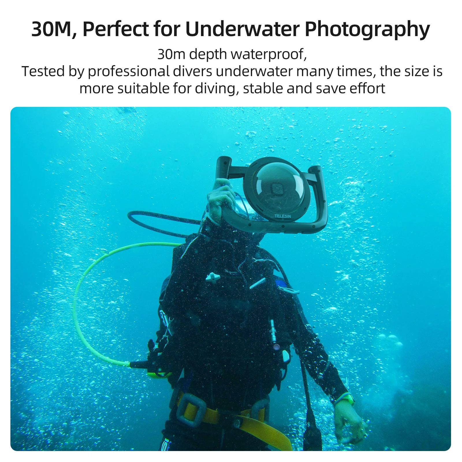 TELESIN водонепроницаемый купольный порт для GoPro Hero 10/9/8/7/6/5 с 30 м водонепроницаемой