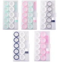 1 set portable storage eye care kit organizer container unisex contact lens case box 5 boxes simple transparent leakproof