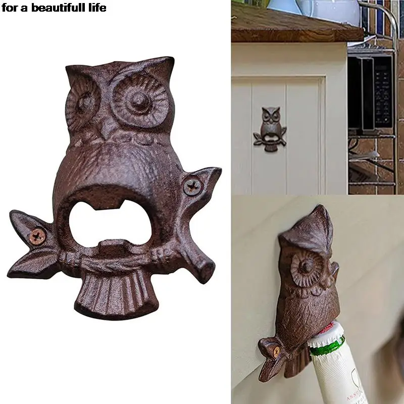 

Kitchen Bottle Opener Wall Mounted Owl Cast Iron Hanging Open Beer Tools Party Available Bar Gadgets Kitchen Accessories