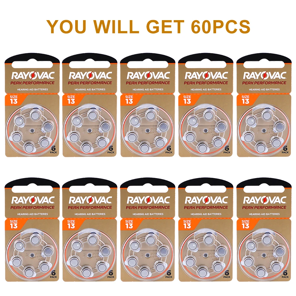 60 шт. батарейки для слухового аппарата Rayovac 1 45 в