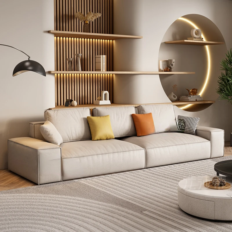

Modern Light Luxury Technology Cloth Sofa Small Apartment Italian Minimalist Living Room Cream Tofu Block Straight Row Sofa