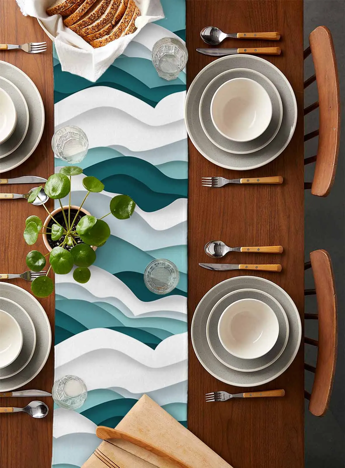 Постепенная волна бирюзовые постепенные скатерти кофейная скатерть свадебное