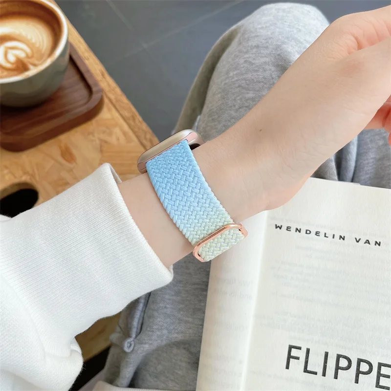 New For Apple Watch Band Ultra 49mm 44mm 40mm 45mm 41mm 42mm 38 Rainbow Knitting Strap For iWatch Series 8 7 6 5 SE 4 3 Bracelet