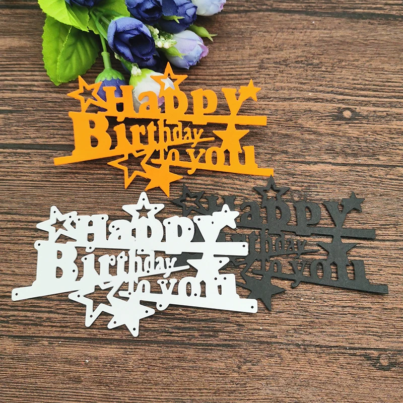 

AOKEDIY happy Birthday decoration Metal Cutting Dies Craft Stamps die Cut Embossing Card Make Stencil Frame Art Cutte