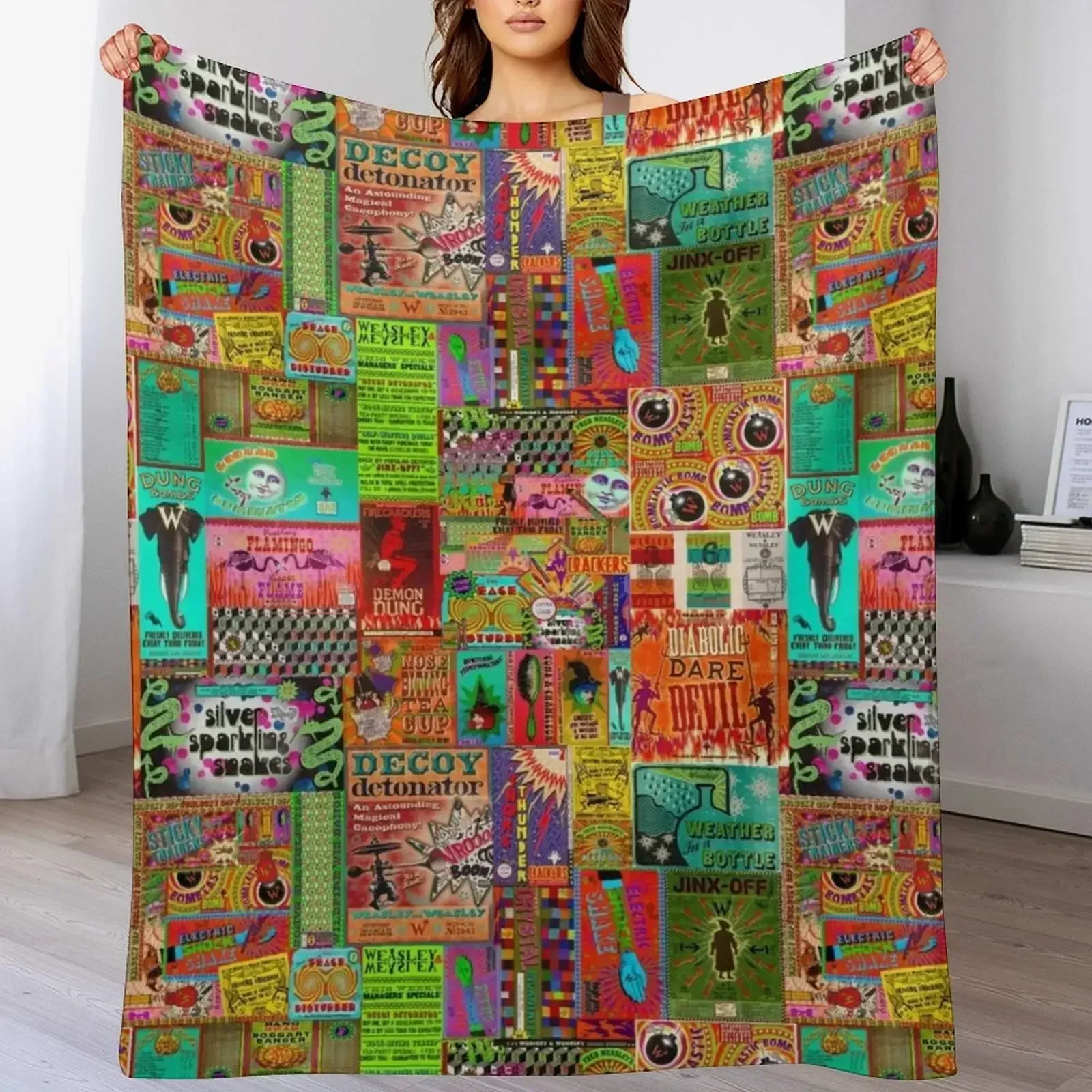 Одеяло с коллажем Weasley's Wizard Wheezes Retros Волосатые одеяла на Хэллоуин