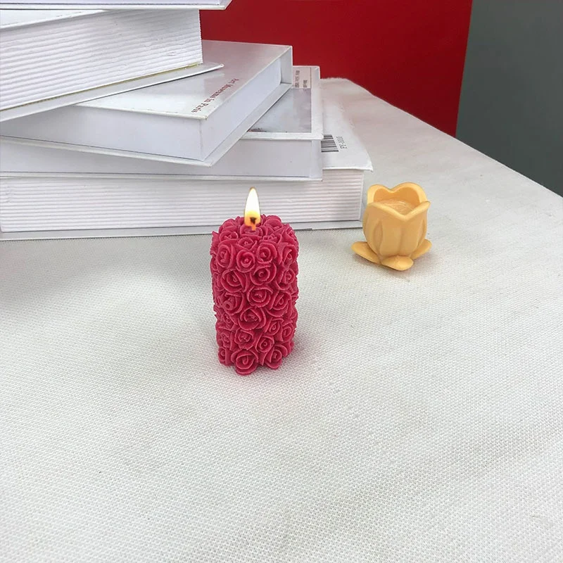 3D Свеча цветок розы форма сделай сам гипс ручной работы Форма цилиндра