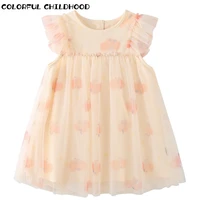 colorful childhood childrens sweet fungus edge small flying sleeve dress 5xly220