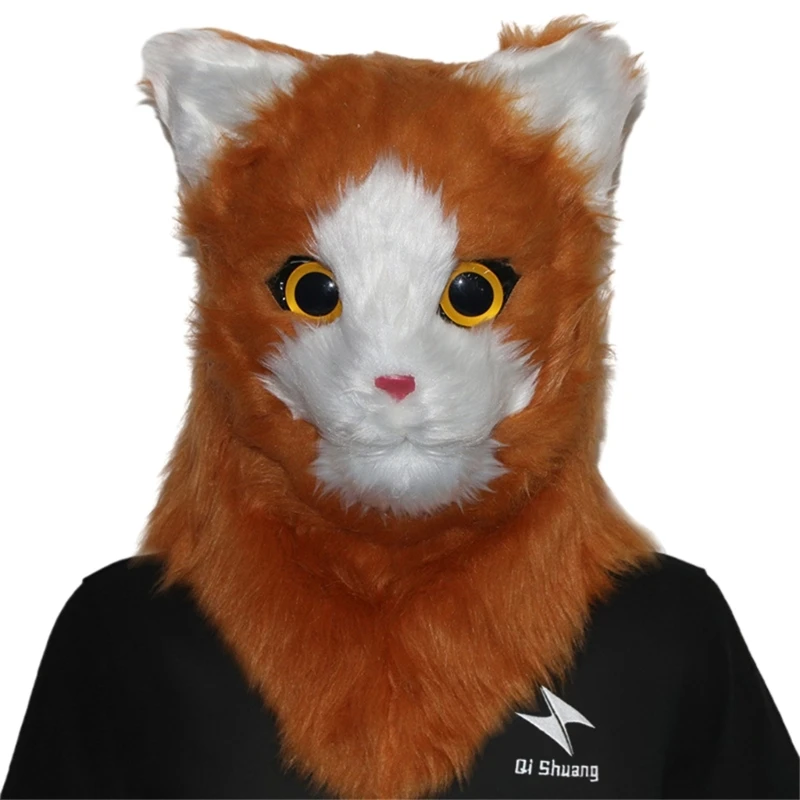 Плюшевая маска на голову с животными подвижным ртом и котом костюм для Хэллоуина