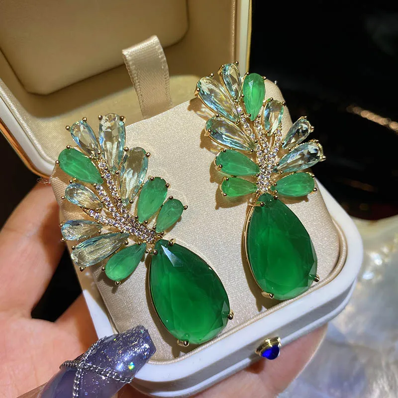

Женские простые элегантные серьги в стиле ретро с большими зелеными листьями