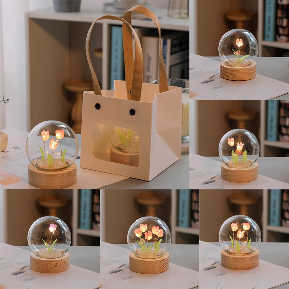 

DIY Handmade Tulip Night Light Gift For Mother Girlfriend Tulip Night Light Women's Day Gift Desktop Decoration