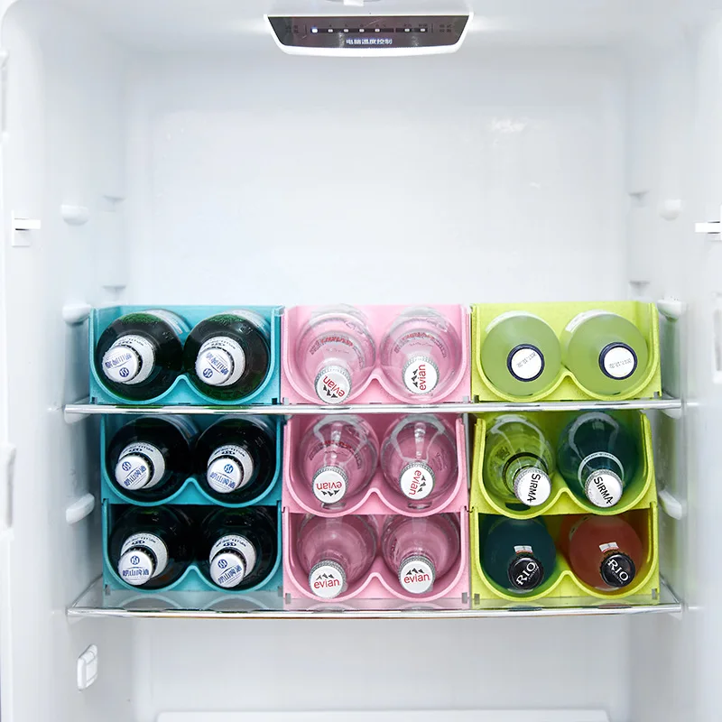 

1PC Refrigerator Beer Beverage Storage Box Kitchen Cans Bottle Storage Rack Stackable Wine Bottles Holder Refrigerator Organizer