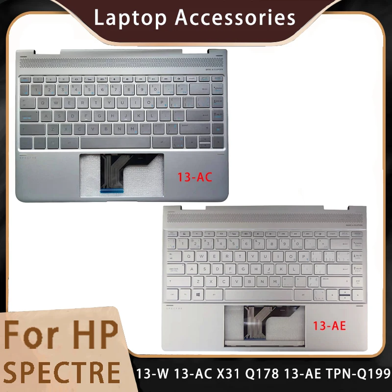 New For HP SPECTRE 13-W 13-AC X31 Q178 13-Ae TPN-Q199 Replacemen Laptop Accessories Palmrest And Keyboard Silvery