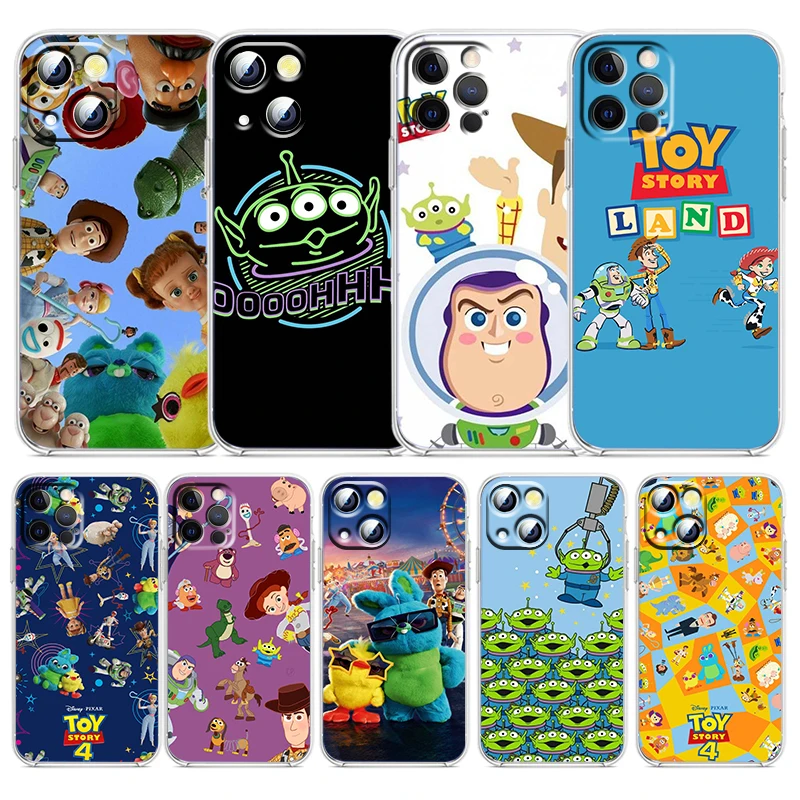 

Cute Toy Story Disney Phone Case For Apple iPhone 14 13 12 Mini 11 XS Pro Max X XR SE 2020 8 7 Plus Transparent Cover