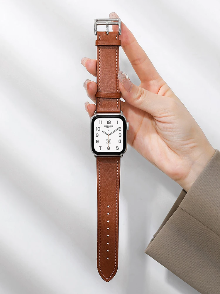 

Leather band for Apple watch strap 44mm 40mm 45mm 41mm 38mm 42mm 49mm 45 mm Single tour bracelet iWatch series 7 6 3 se Ultra 8