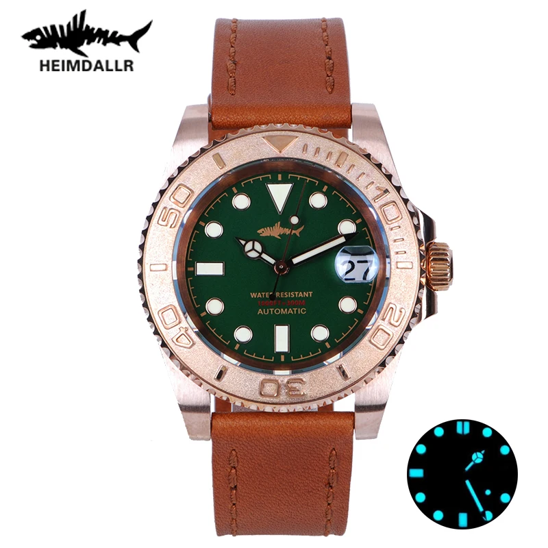 

HEIMDALLR Men's Dive Bronze Watch 41mm Green Dial Sapphire 30Bar Water Resistance NH35A Automatic Mechanical Retro Diving Watch