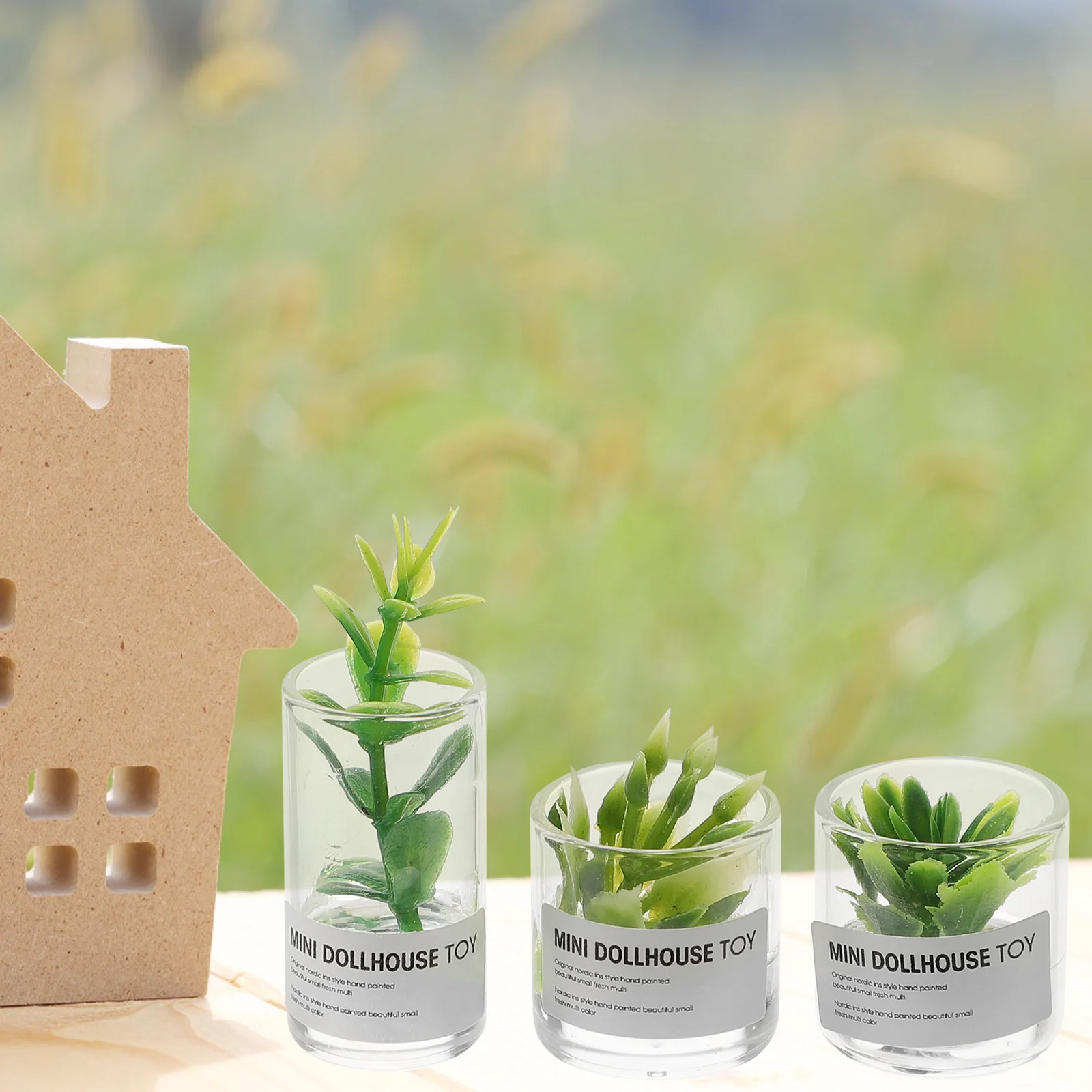 

3pcs Miniature Artificial House Mini Model Fake Figure