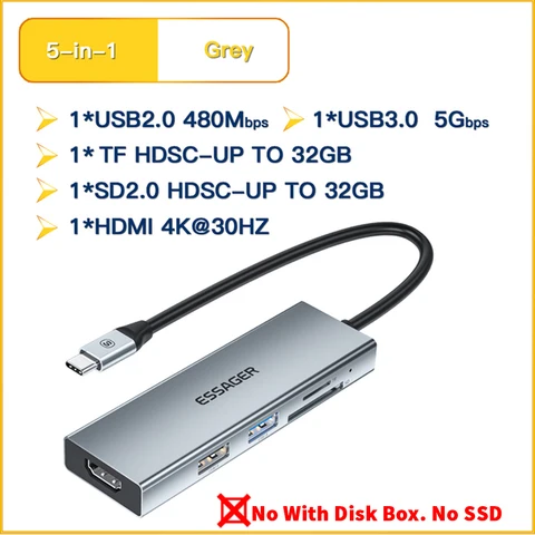 ESSAGER Концентратор USB 8 в 1