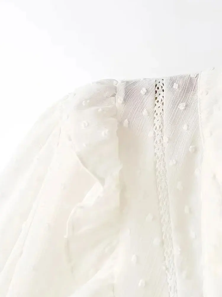 Женская шифоновая блузка с оборками однобортная винтажная во французском стиле