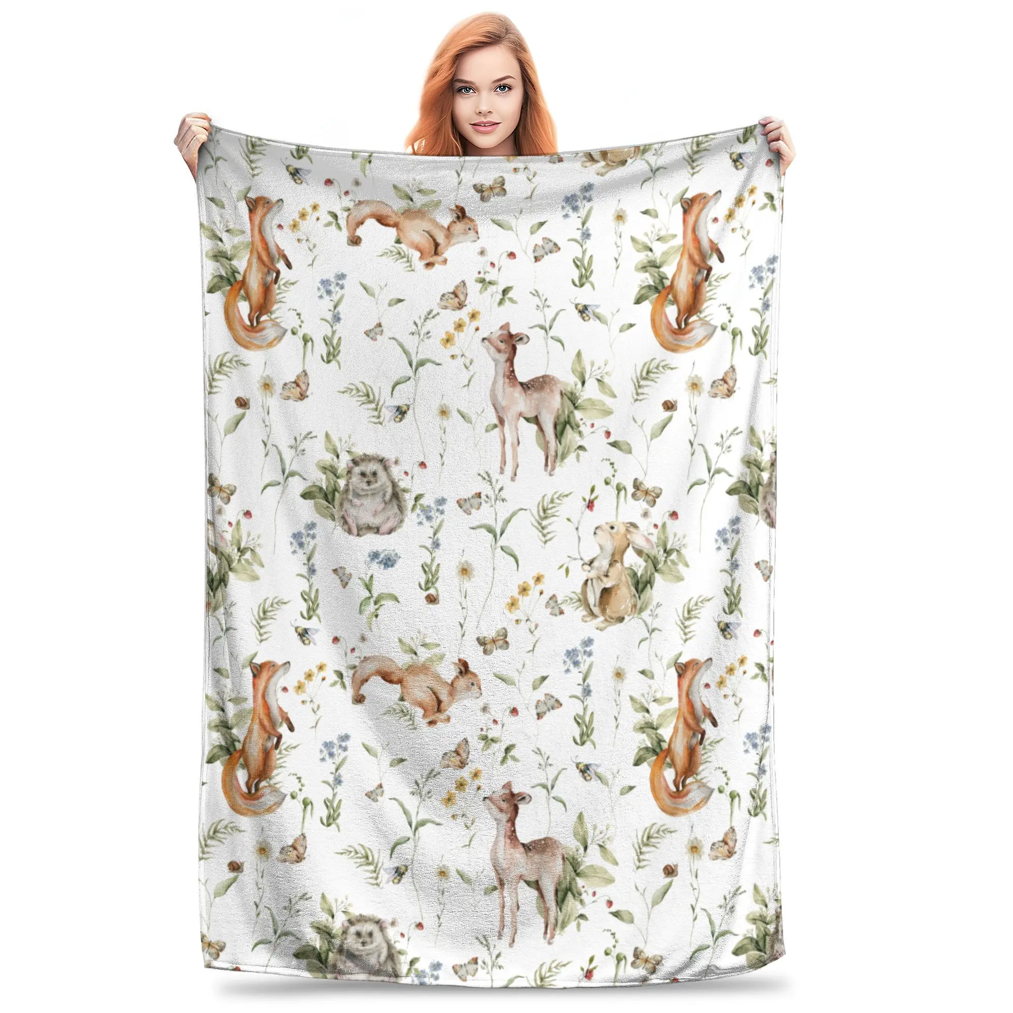 Мягкое плюшевое одеяло с рисунком кролика лисы Ежика